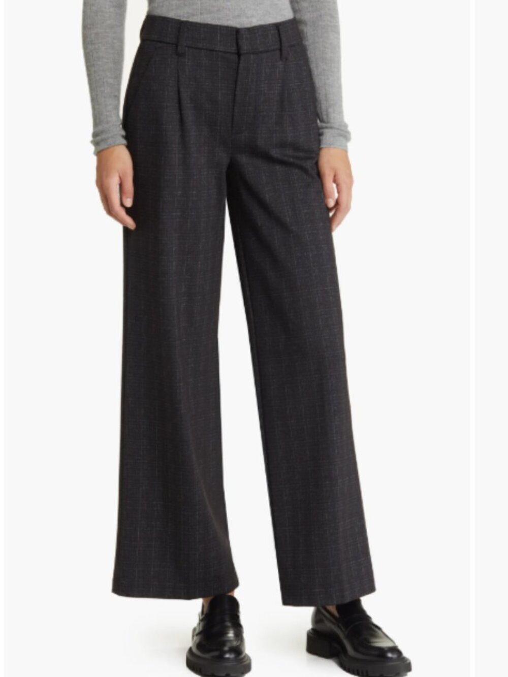 Wit & Wisdom 'Ab' Solution Skyrise Plaid Wide Leg Ponte Pants Size 6